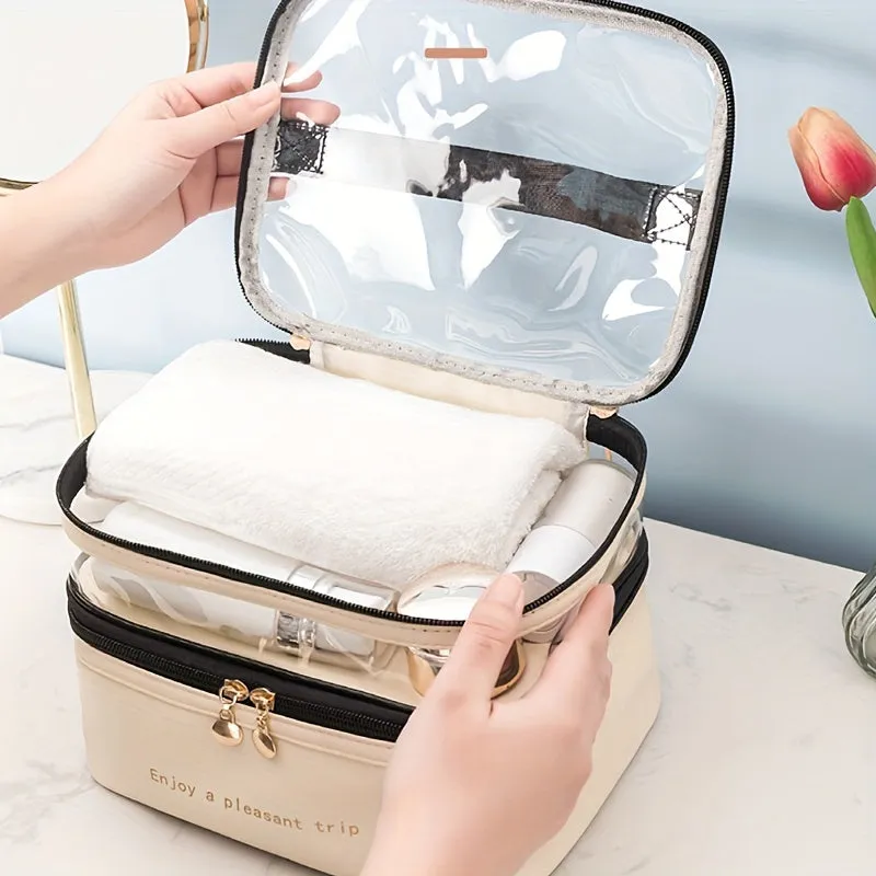 Doublelayer Large Capacity Cosmetic Bag for Travel Toiletries