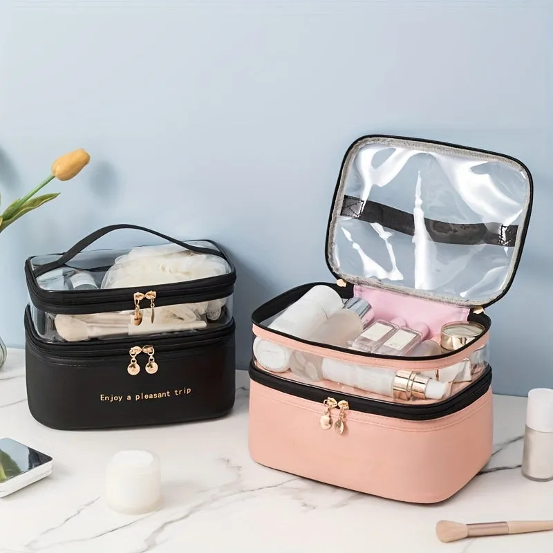 Doublelayer Large Capacity Cosmetic Bag for Travel Toiletries