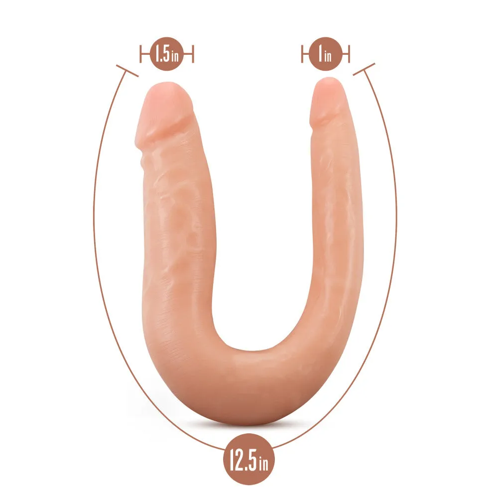 Dr. Skin By Blush® | Mini Double Dong Vanilla 12.5-Inch Long Double Dildo With Suction Cup Base