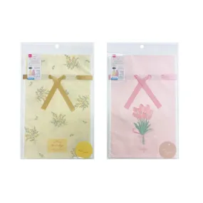 Drawstring Plastic Bag with Bottom Gusset Spring Flower 30cm x 20cm