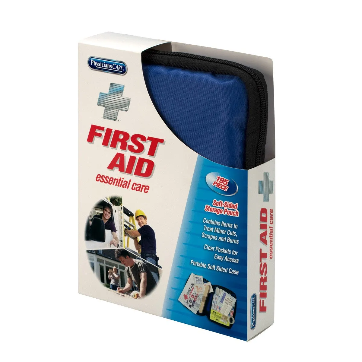 First Aid Essential Care Soft Sided First Aid Kit, 195 Pieces - W-90167