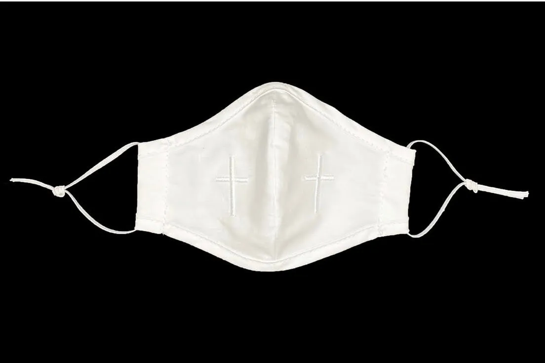 First Communion Embroidered Cross Cotton Shaped Face Mask