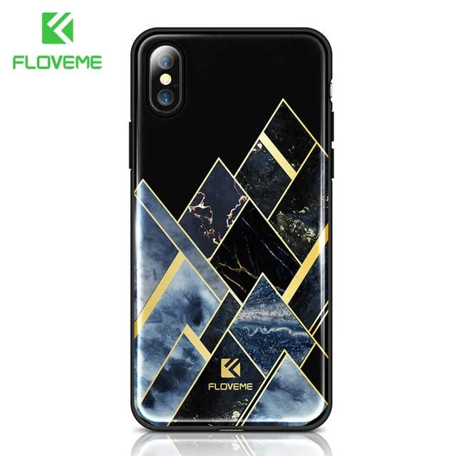 FLOVEME Luxury Phone Case For iPhone X 8 7 Soft Edge Agate Pattern Cases for Apple iPhone 7 7 8 Plus Cover Silicone Accessories