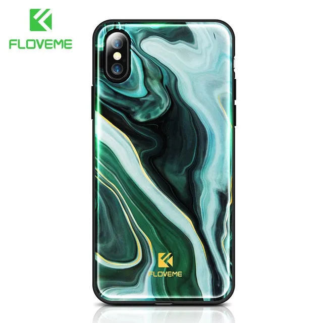 FLOVEME Luxury Phone Case For iPhone X 8 7 Soft Edge Agate Pattern Cases for Apple iPhone 7 7 8 Plus Cover Silicone Accessories