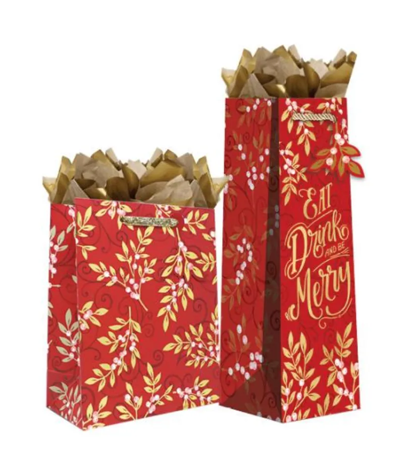 Gift Bag Bottle - Holiday Floral