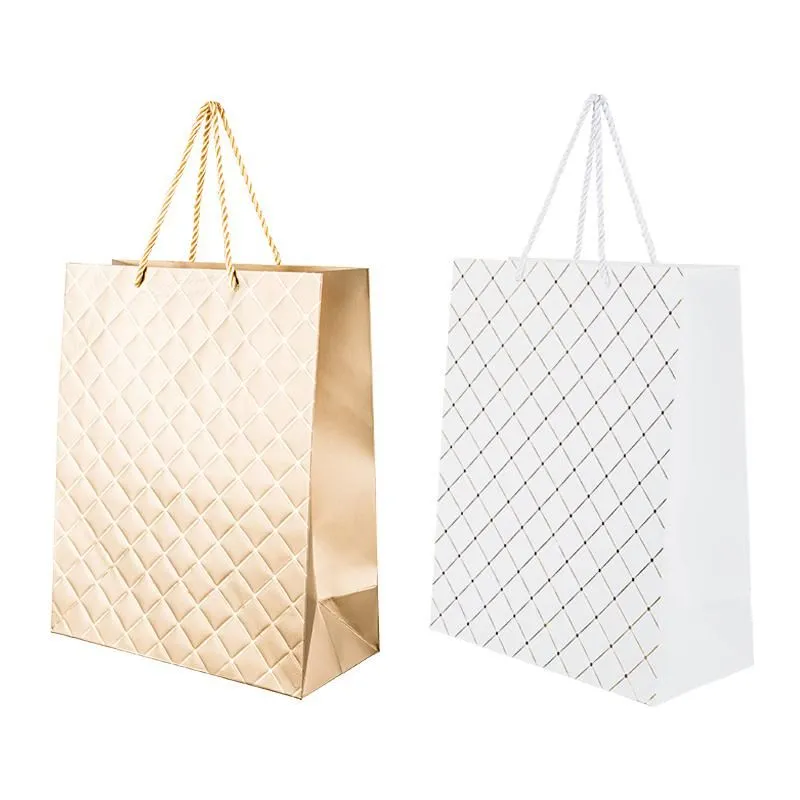 Gold Diamond Large Gift Bag - 26cm x 32cm x 12cm