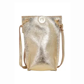 Gold Leather Pouch Disco Bag