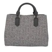 Grey Tweed Double Compartment Grab Bag