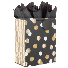 Hallmark 13'' Dots on Black Large Gift Bag With Tissue Paper