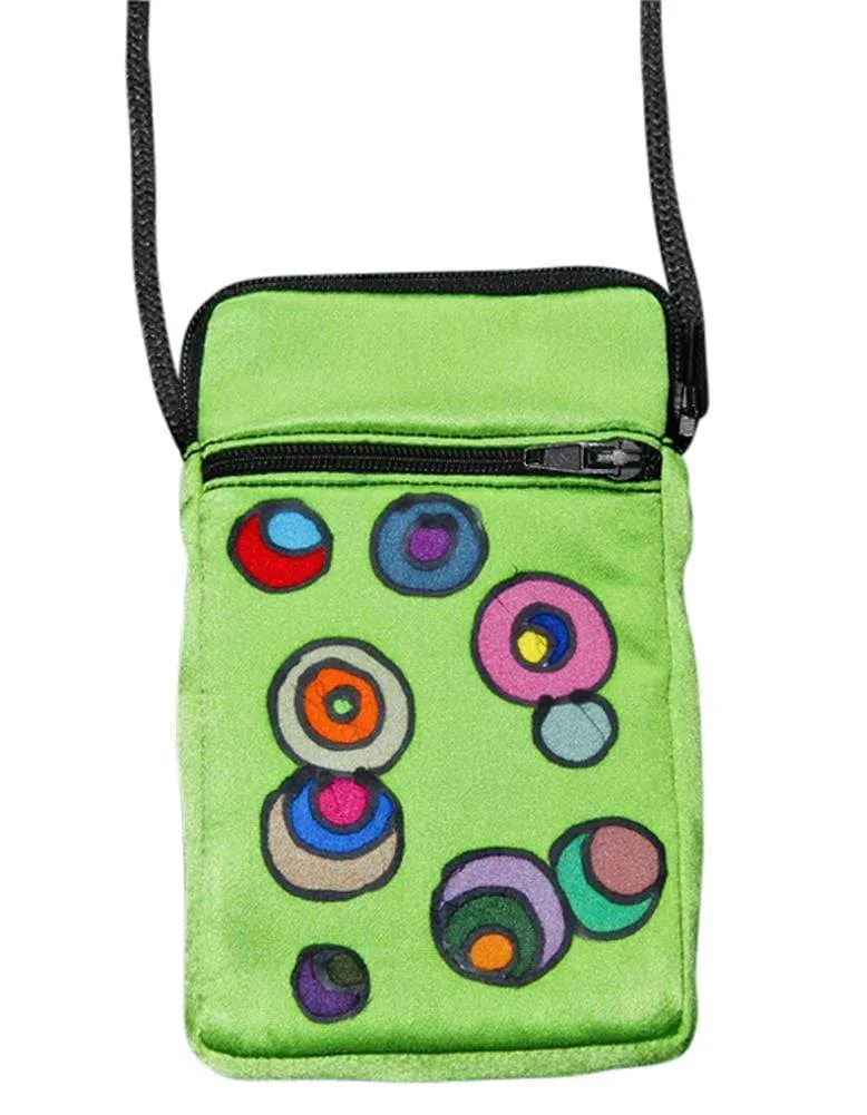 Hand-Painted Silk Cell Phone Mini-Purse - New Retro