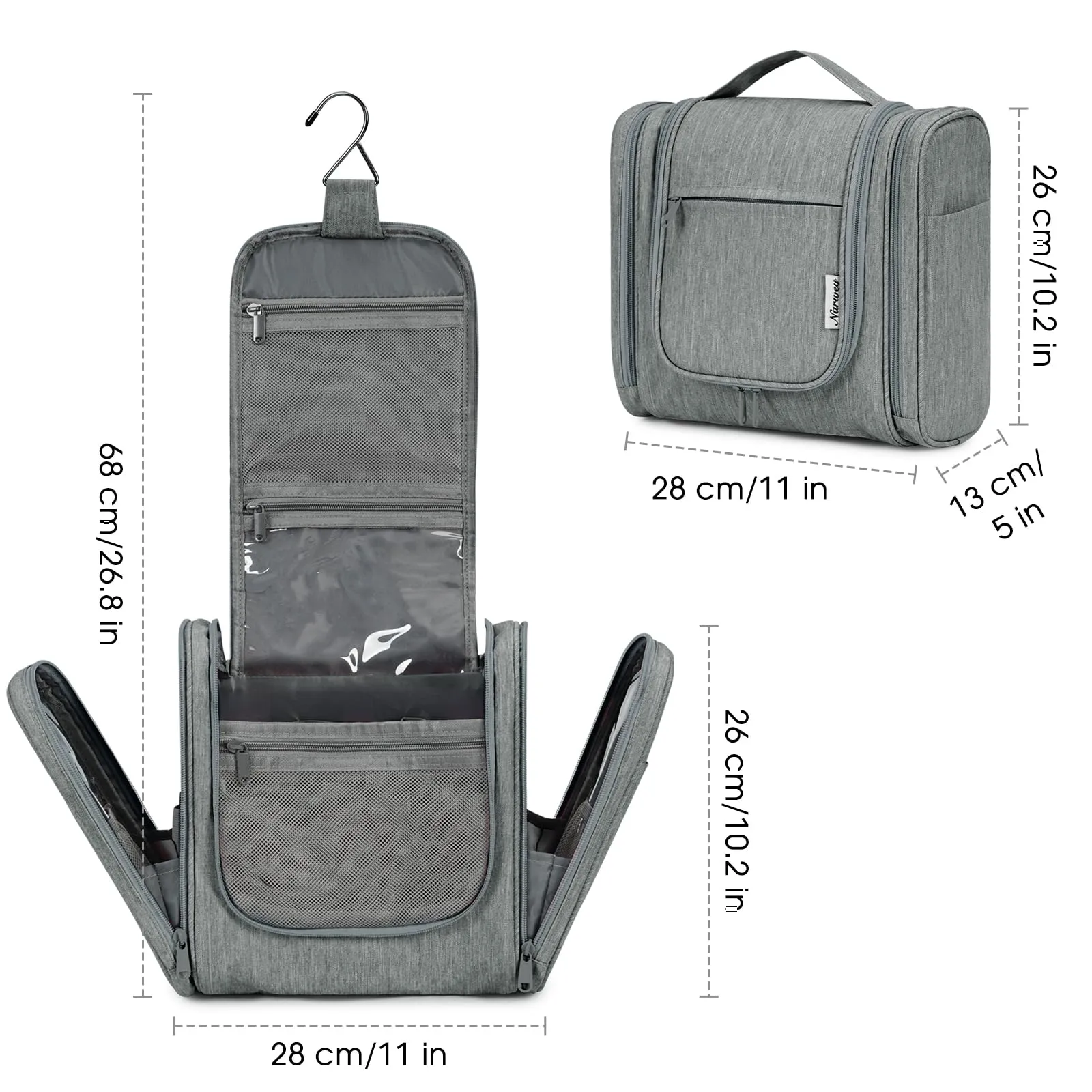 Hanging Toiletry Makeup Bag Dry Wet Separation - NW5204