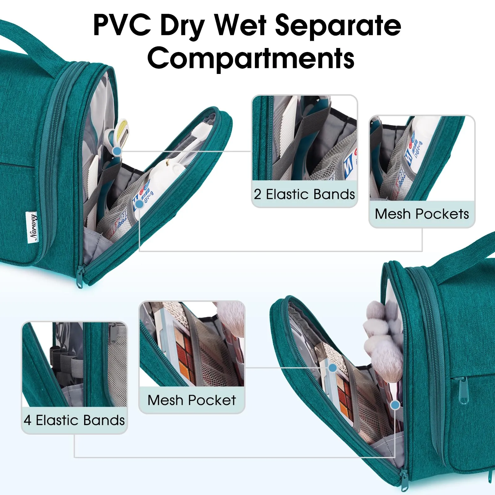 Hanging Toiletry Makeup Bag Dry Wet Separation - NW5204