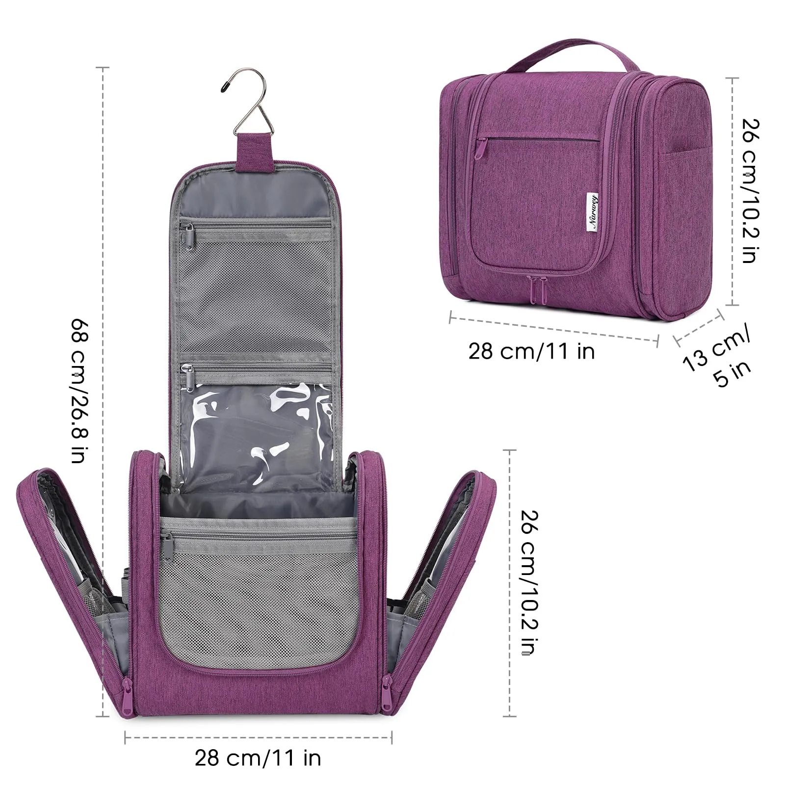 Hanging Toiletry Makeup Bag Dry Wet Separation - NW5204