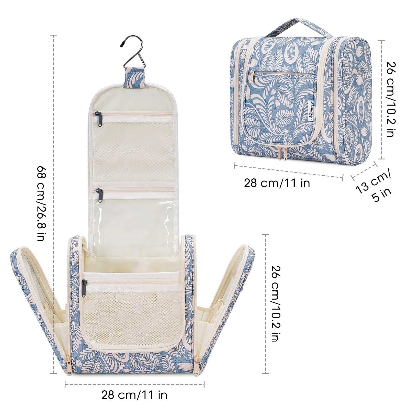 Hanging Toiletry Makeup Bag Dry Wet Separation - NW5204