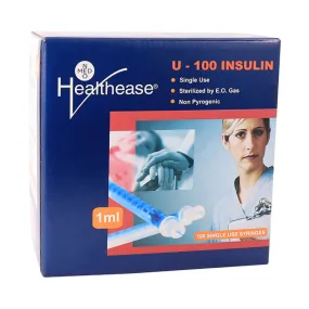 Healthease Insulin Syringe With Needle 1ml 29g x 100 units