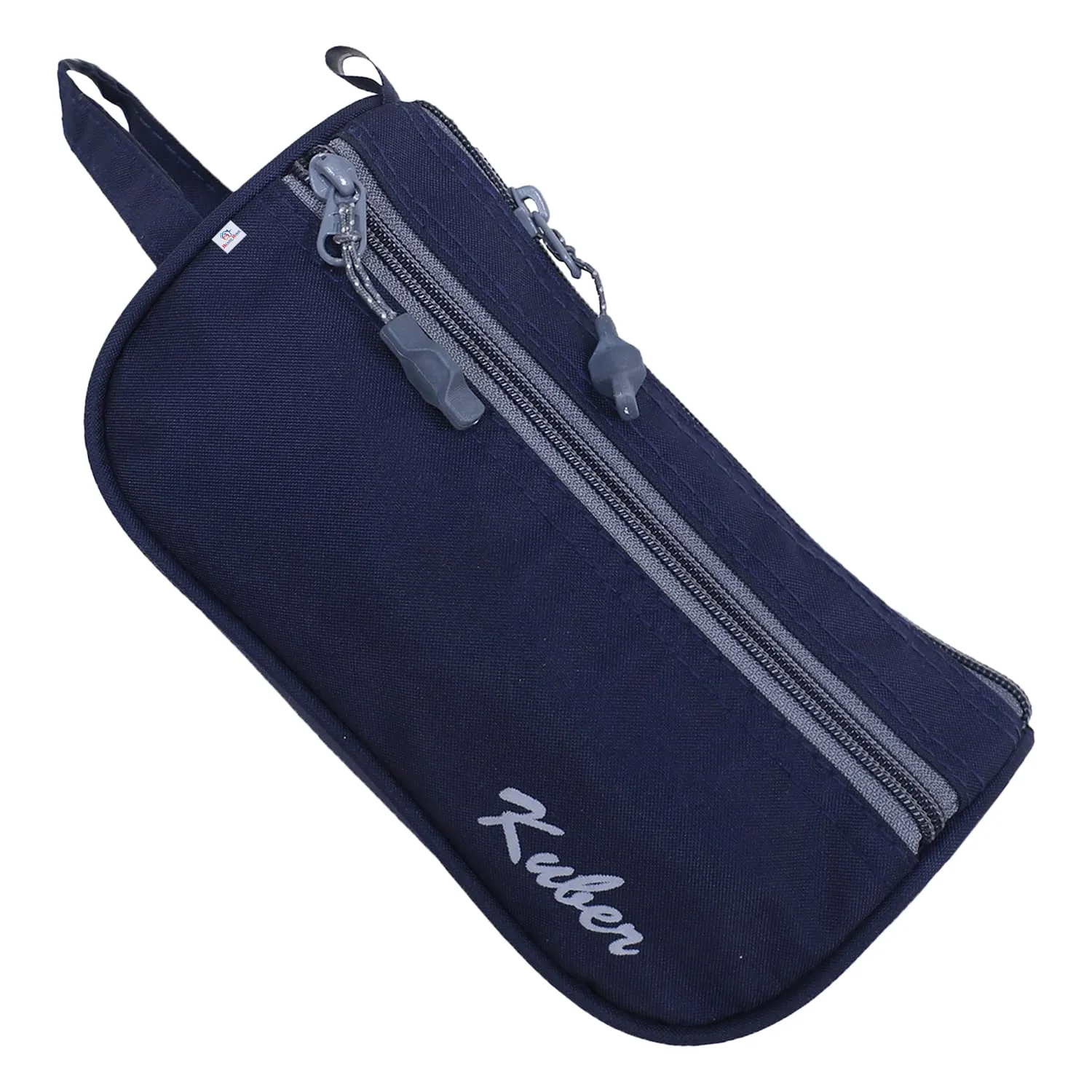 Heart Home Rexine Toiletry Organizer|Portable & Durable Travel Shaving Doop Kit with Fornt Zipper and Carrying Strip, Pack of 2 (Navy Blue)