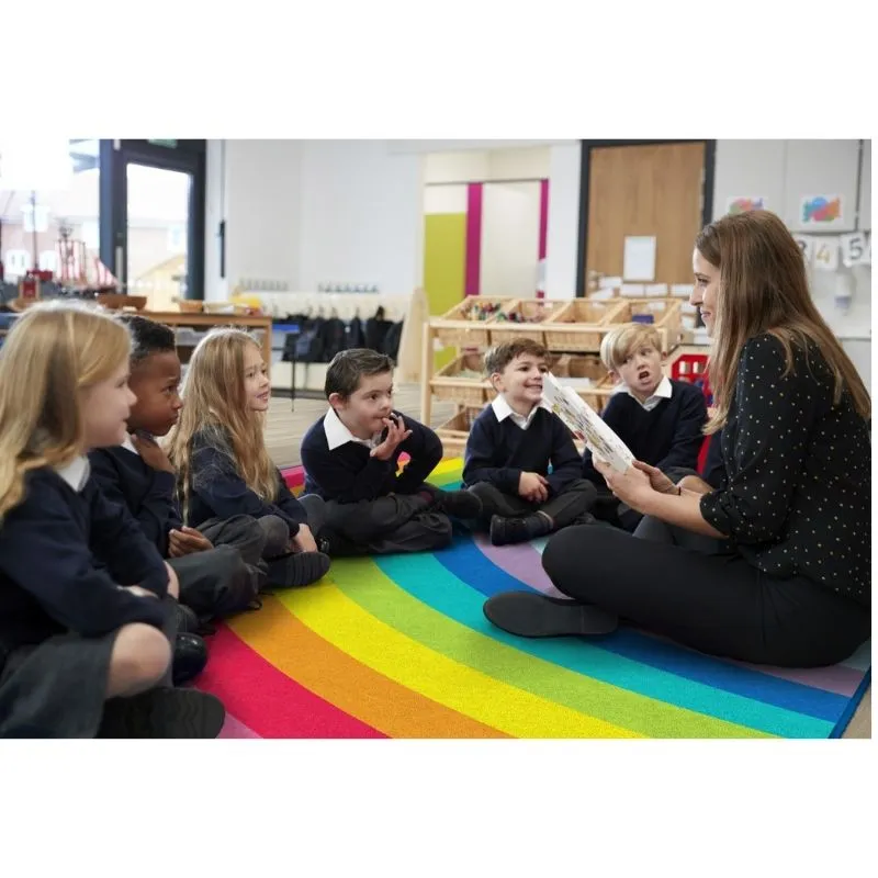 Hello Modern Rainbow Classroom Rug