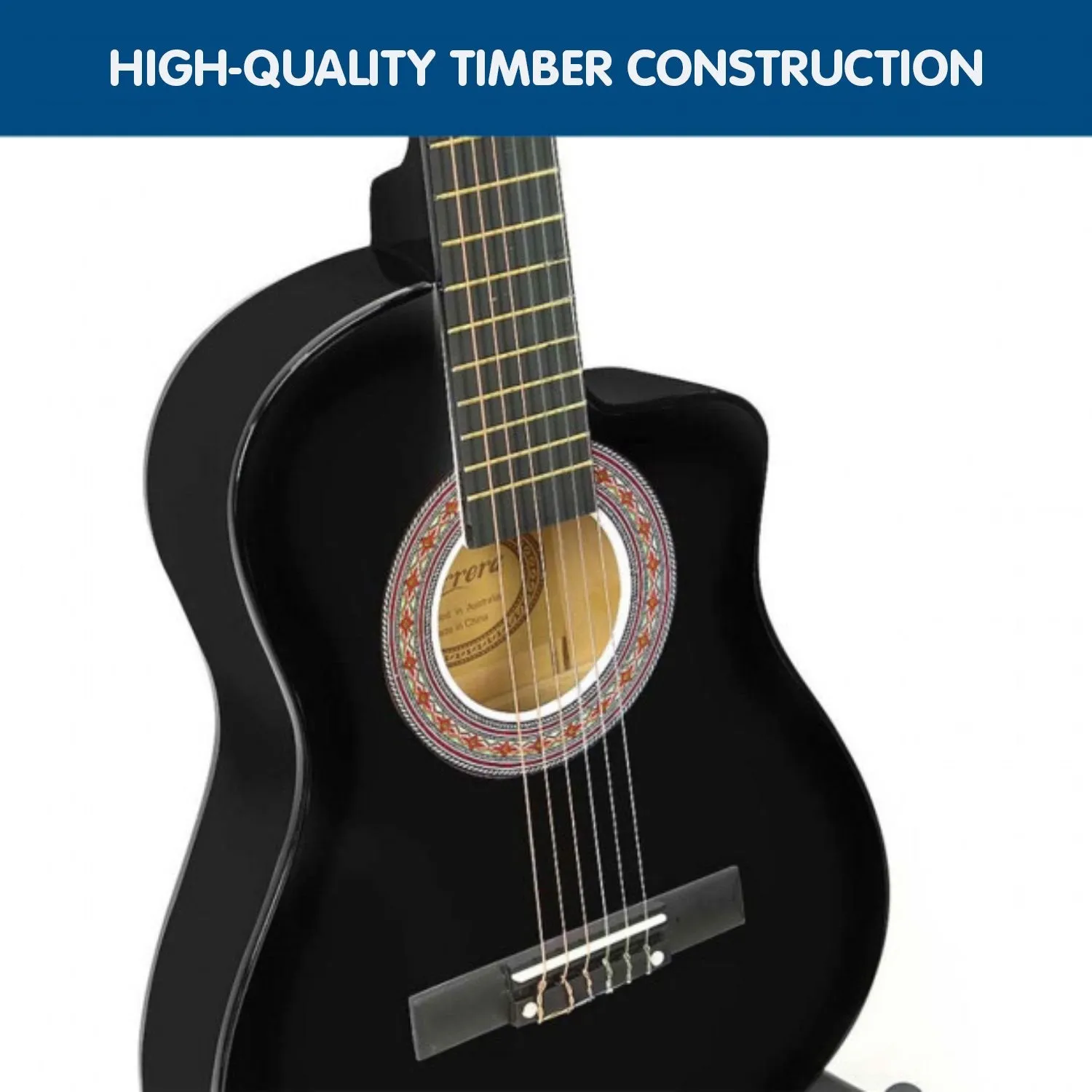 High-Gloss 38in Acoustic Guitar Set with Accessories - Karrera