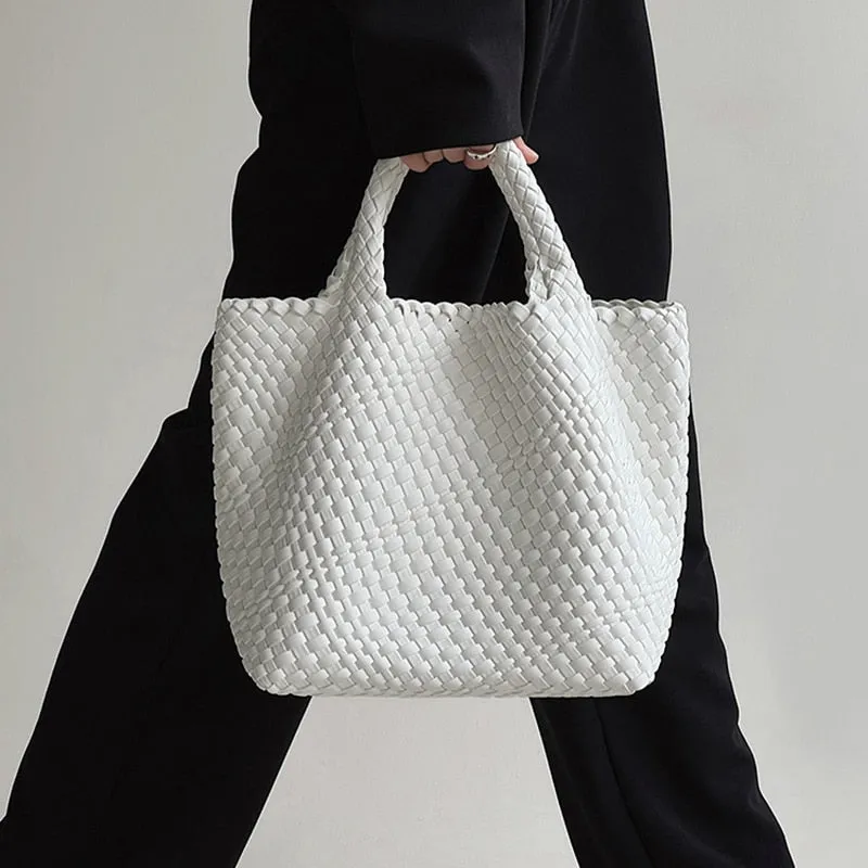 Ibiza Faux Leather Woven Tote - 21 Colors