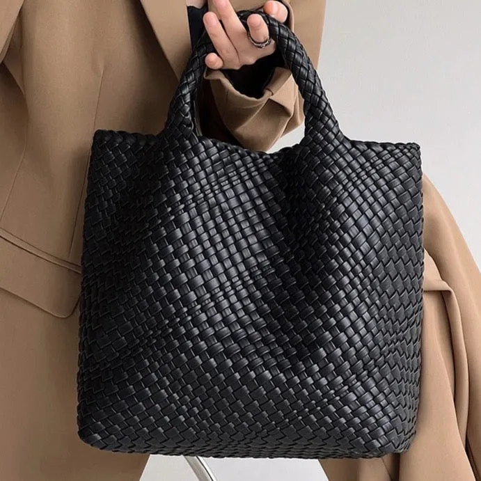 Ibiza Faux Leather Woven Tote - 21 Colors