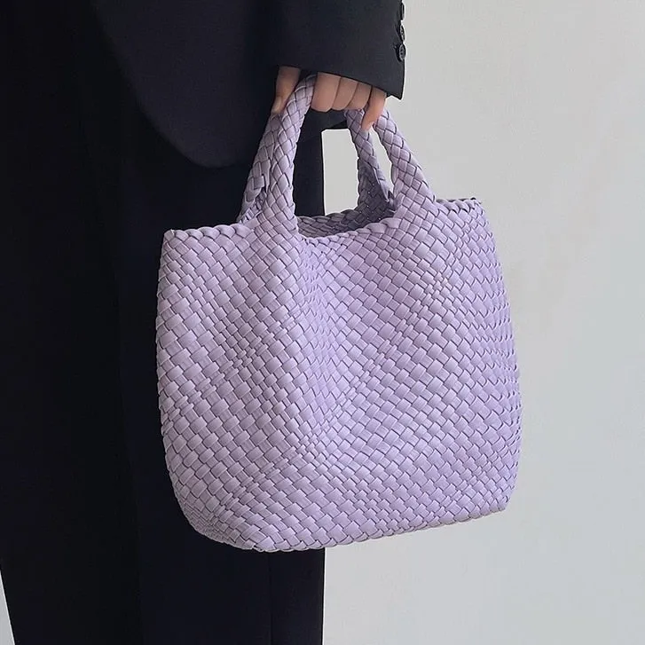 Ibiza Faux Leather Woven Tote - 21 Colors