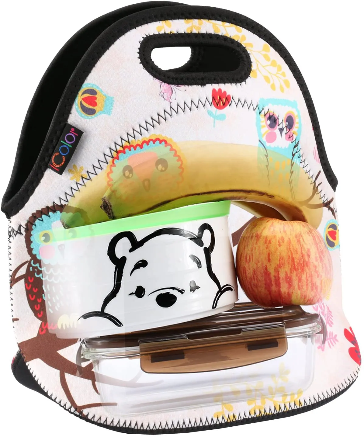 iColor Cute Owls Neoprene Insulated Waterproof Cooler Box Container Soft Case baby lunchbox Handbag Work Travel Outdoor Thermal Lunch Tote Bag School/Office Storage Pouch