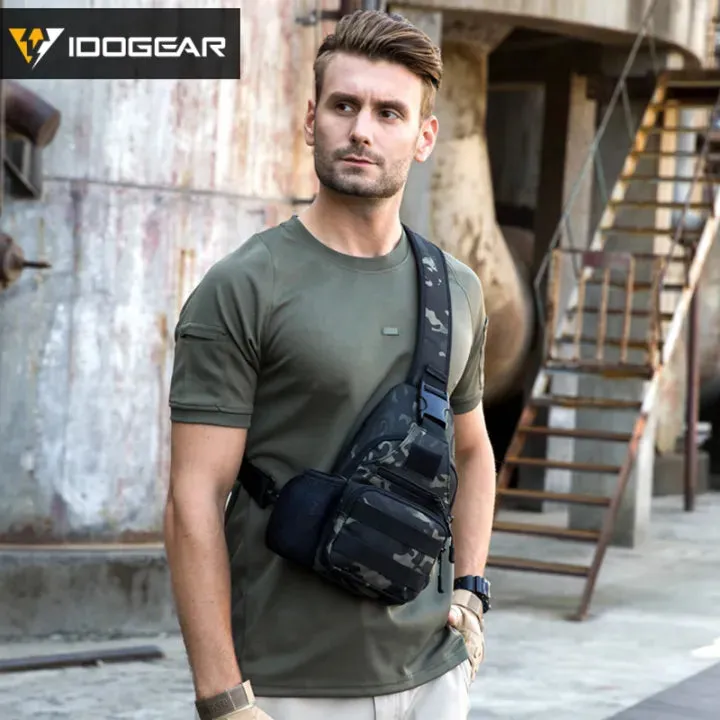 IDOGEAR Tactical USB Shoulder Bag Sling Pack Chest Bag Crossbody Daypack Hiking Camo Traveling Single Shoulder bags 3527