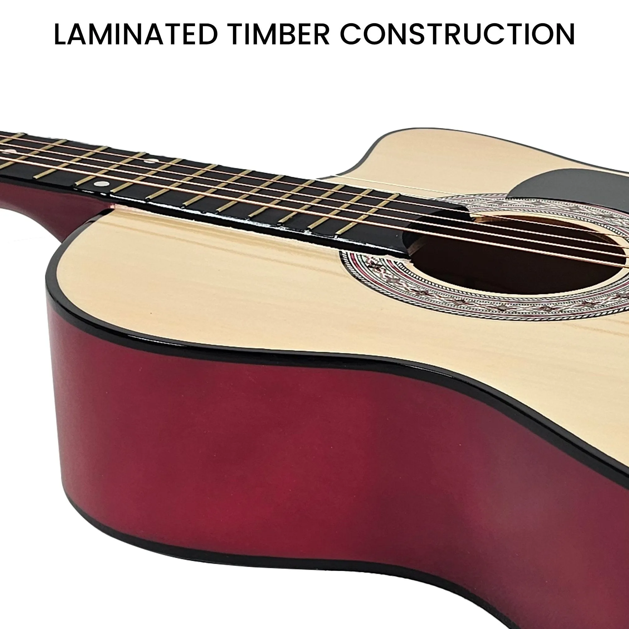 Karrera 38in Cutaway Acoustic Guitar with Carry Bag (Natural)