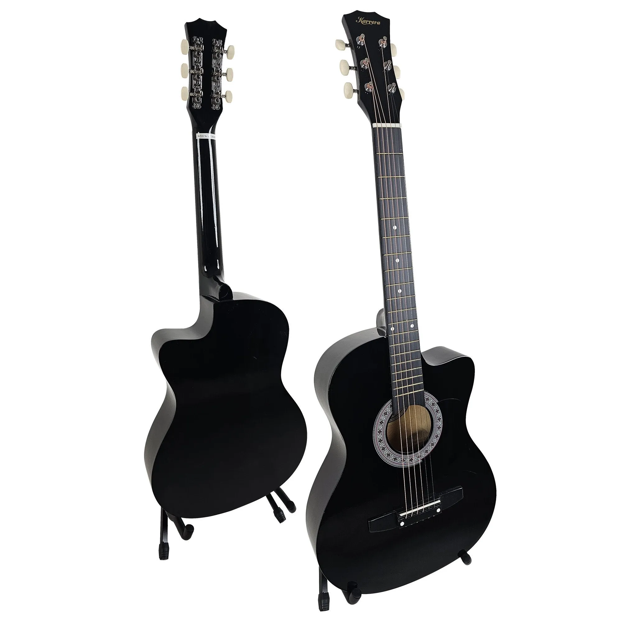 Karrera 38" Pro Cutaway Acoustic Guitar with Carry Bag (Black)