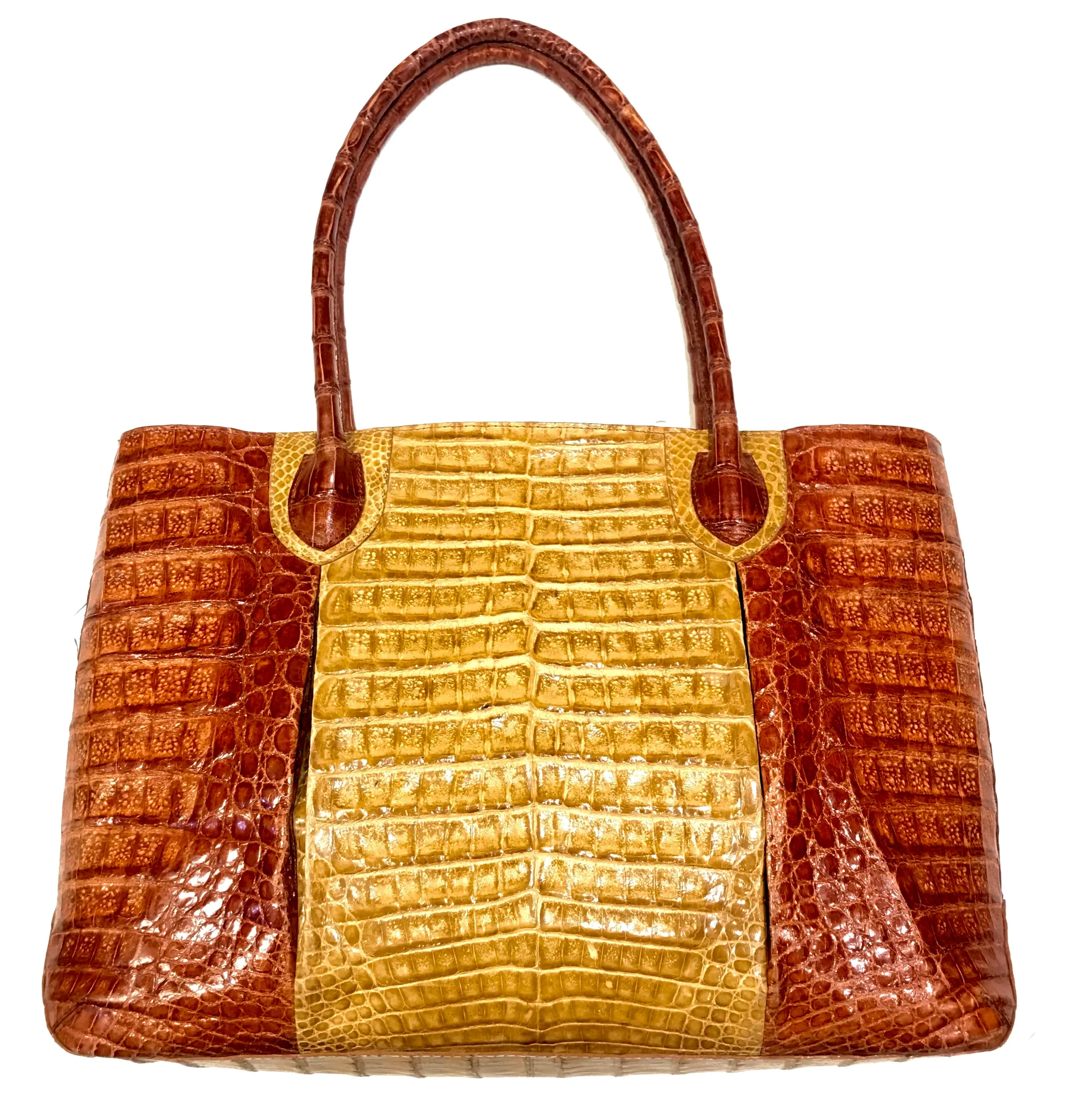 Kashani Two Tone All Over Alligator Handbag