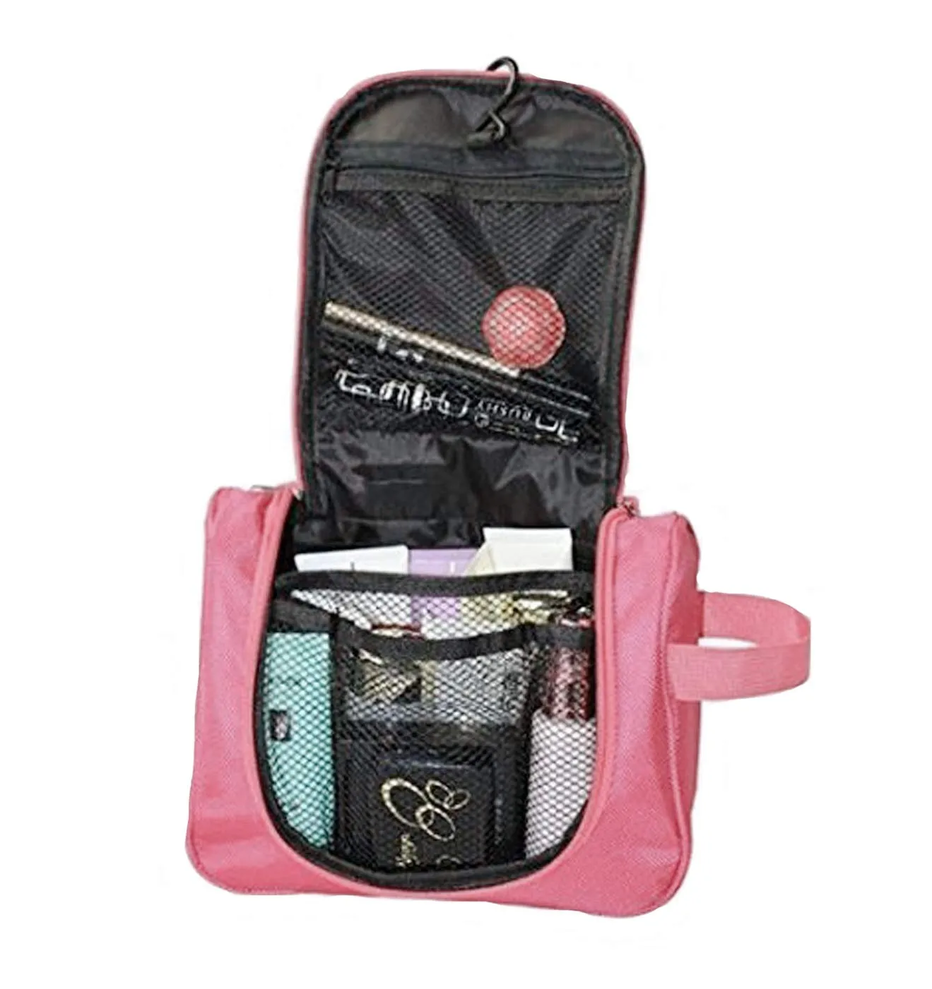 Kuber Industries Canvas Toiletry Travel Bags Shaving Kit/Pouch/Wash Bag for Men and Women Cosmetic Makeup Organizer Bag (Pink) - CTKTC038989