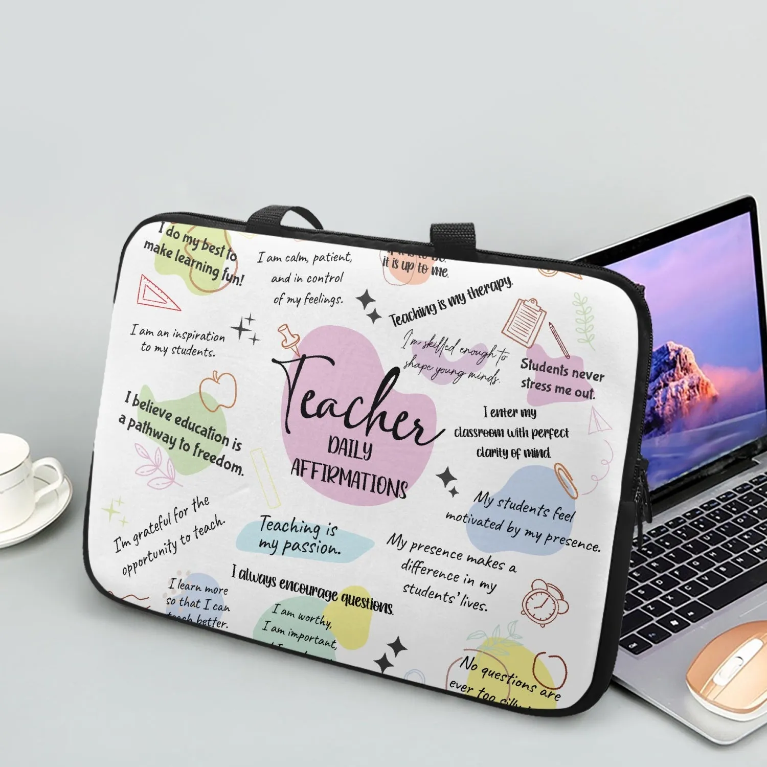 Laptop Sleeve with handle - Affirmations - Teacher