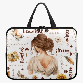 Laptop Sleeve with handles - Affirmations - Brunette Hair