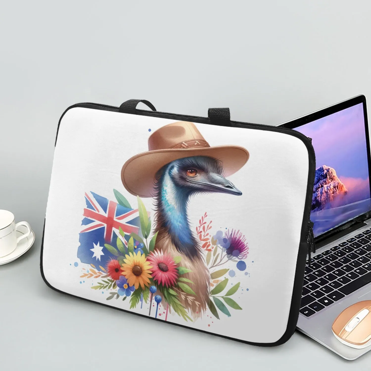 Laptop Sleeve with Handles - Australian animals - Emu