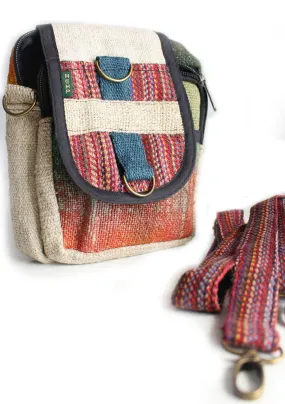 Maroon Mix Natural Hemp Cross Body Document Bag