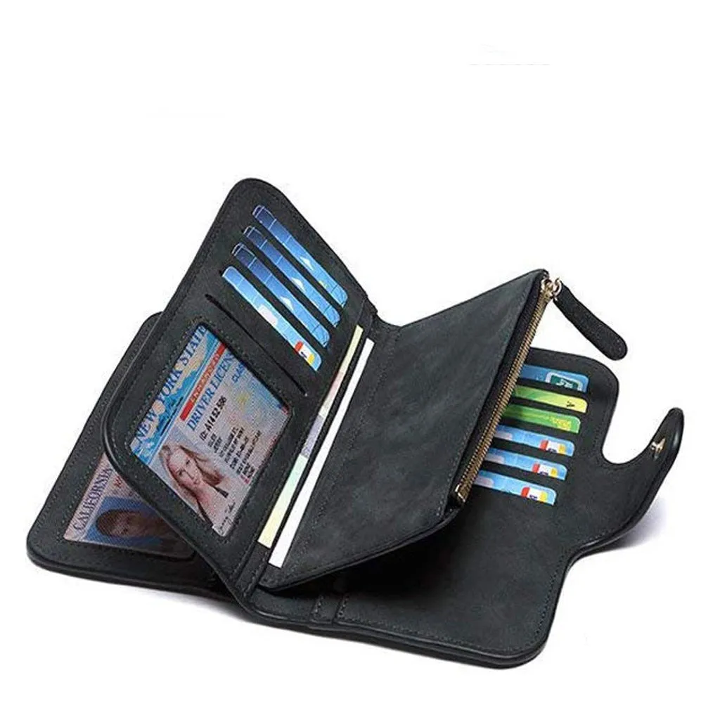 Matte PU leather multi-function wallet