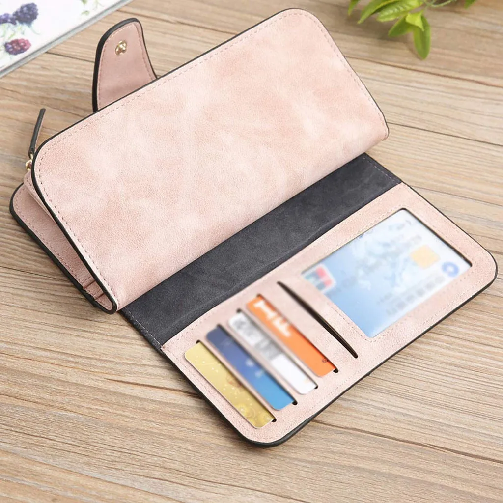 Matte PU leather multi-function wallet