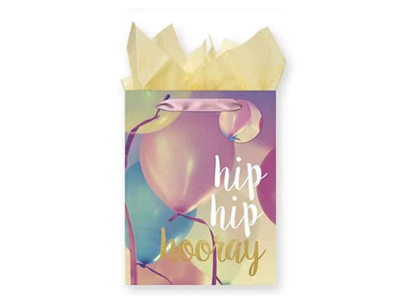 Medium Birthday Gift Bags, Hip Hip Hooray,  Happy Birthday Bicycle & Balloons & More.