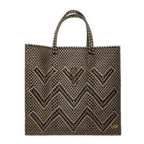 MEDIUM BLACK GOLD CHEVRON TOTE BAG