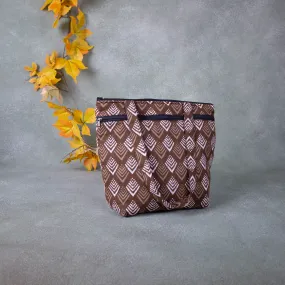 Medium Size Handbag Brown Colour with White Prints.