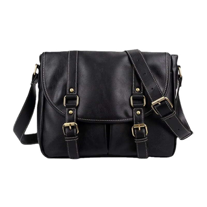 Men PU Leather Vintage Multi-pocket Waterproof Crossbody Bag Casual Wild Large Capacity Shoulder