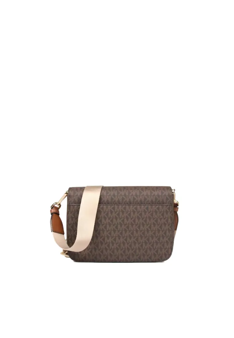 Michael Kors Signature Medium Sloan Editor 35T2GS9M2B Flap Messenger Crossbody Bag In Brown Acorn