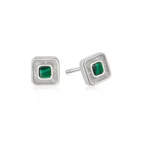 Mini Malachite Palm Stud Sterling Silver Earrings WE13_SLV