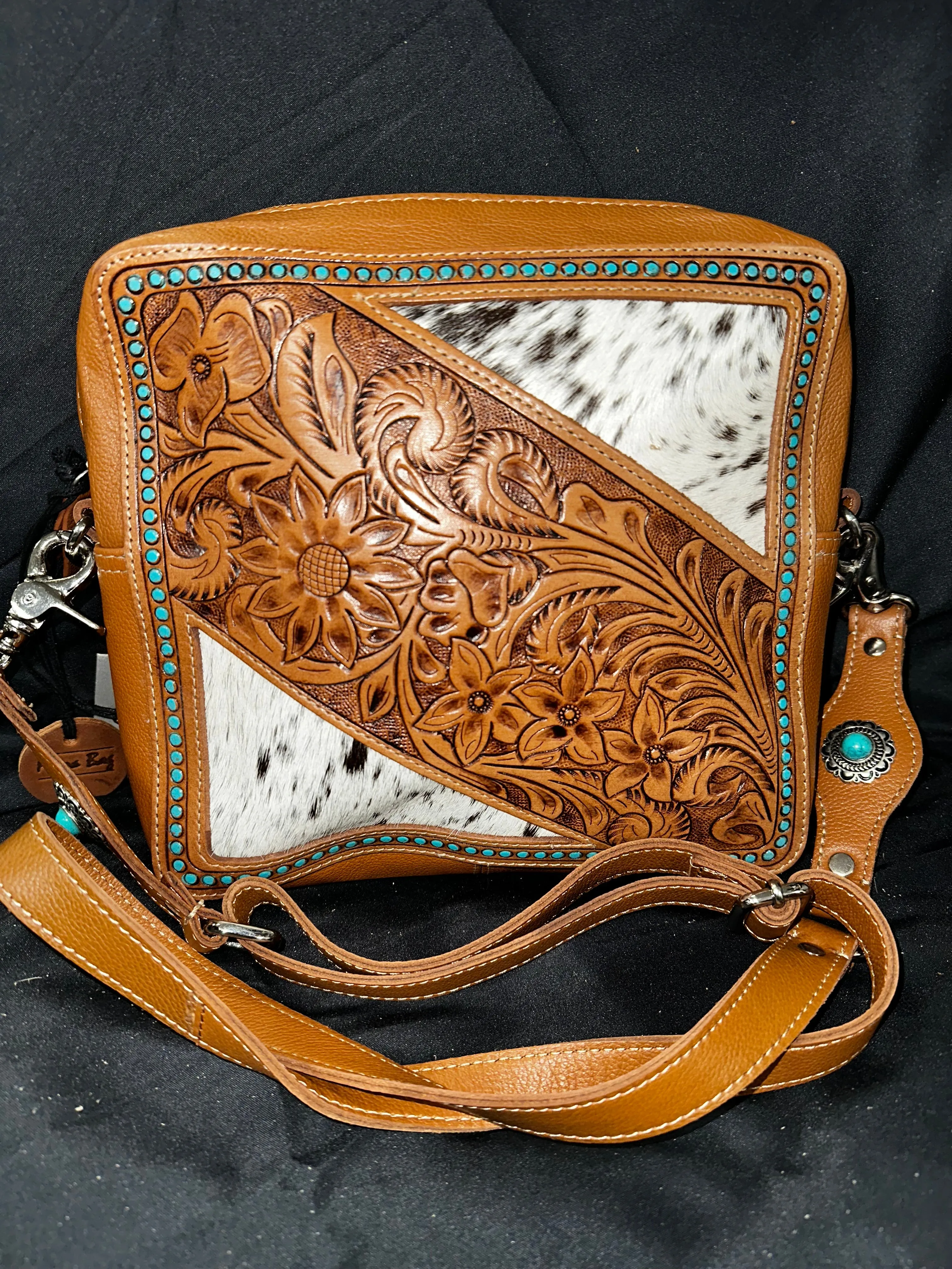 Myra Bag: "DESERT PASSION FLOWER HAND-TOOLED BAG"