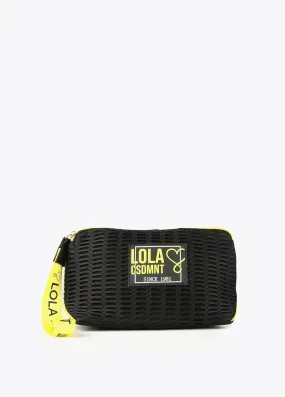 Neon logo mesh toiletry bag