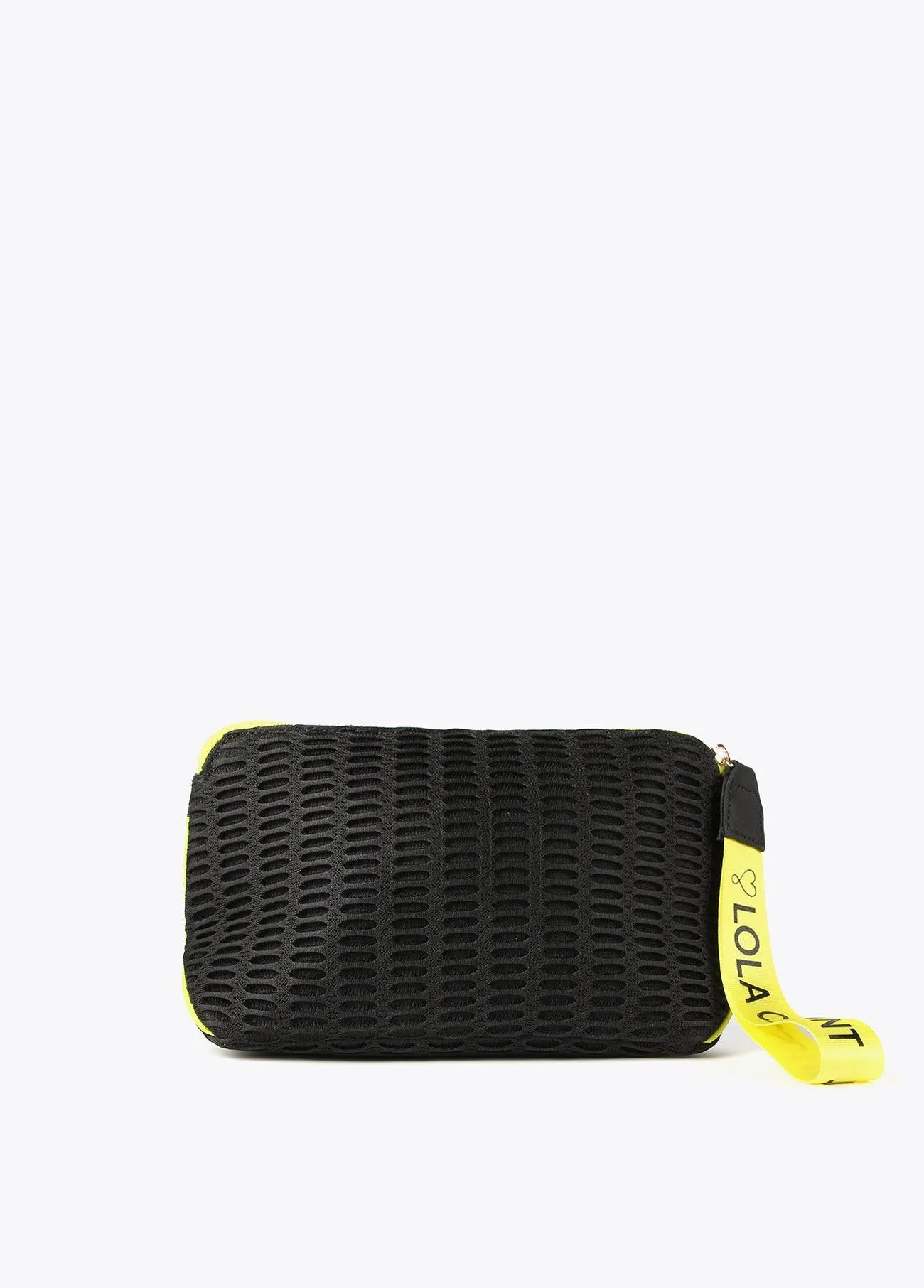 Neon logo mesh toiletry bag