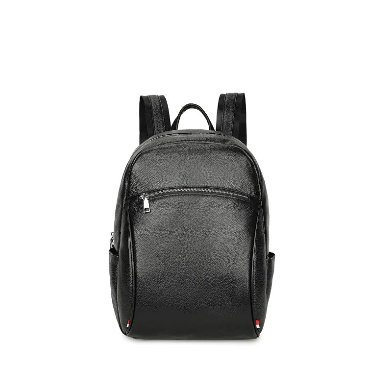 New Large Capacity Men's Backpack Leather Backpack Fashion Computer Bag First Layer Leather Bag Student Schoolbag