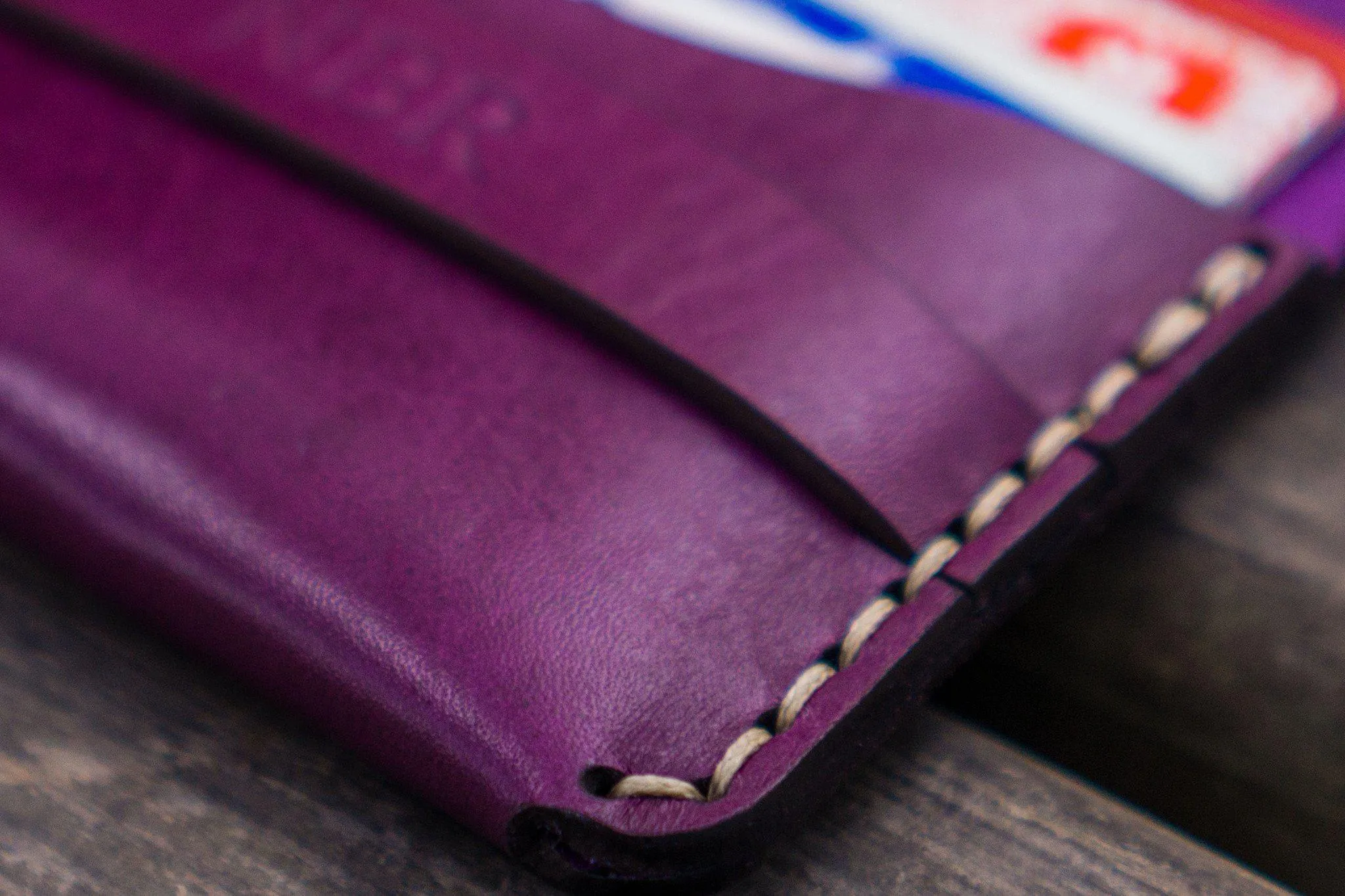 No.36 Personalized Basic Flap Handmade Leather Wallet - Purple