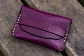 No.36 Personalized Basic Flap Handmade Leather Wallet - Purple