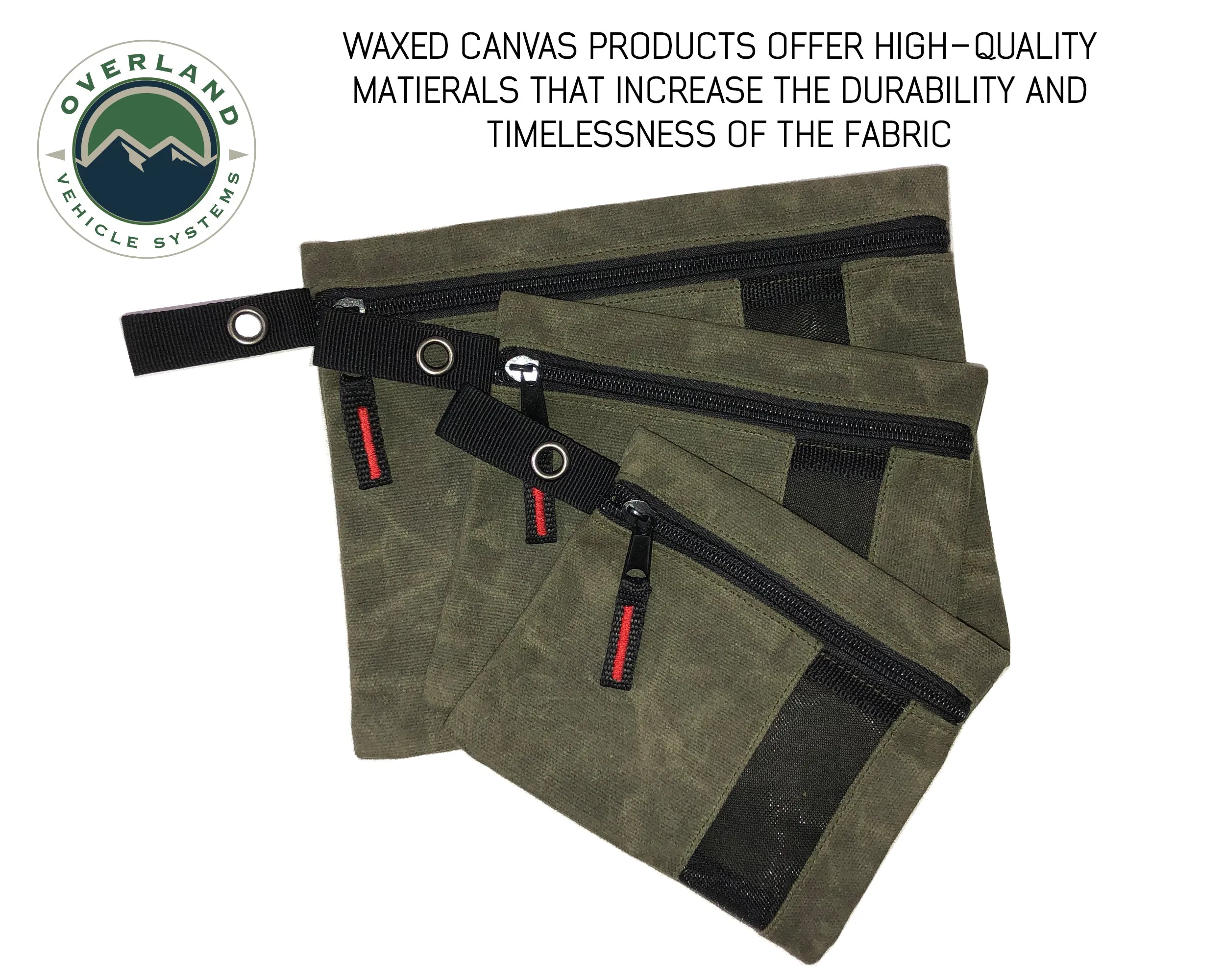 Overland Vehicle Systems Waxed Canvas Small Size 3-Bag Set Of Storage Bags - #12 Waxed Canvas